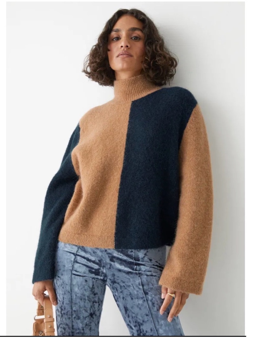 & Other Stories Two-Tone Mock Neck Sweater.